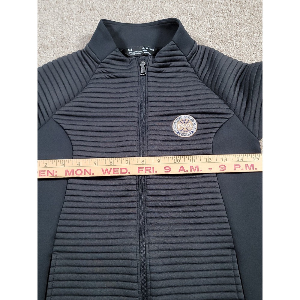 Under Armour Jacket Size XS Black Womens PGA Logo Thermal Mock Stretch Fitted - Picture 13 of 16